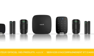 Ensemble d'appareils de sécurité sans fil Ajax : hub, détecteurs, clavier et télécommandes. Un système Ajax pour une protection fiable.