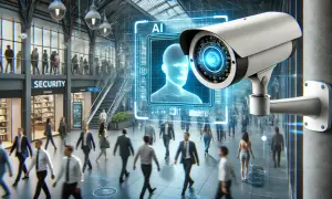 Une caméra de surveillance IA analyse les flux de personnes dans un centre commercial.