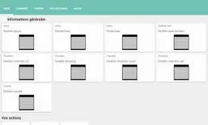Interface Maison connectée avec des volets roulants Somfy pilotés par Freebox Delta.