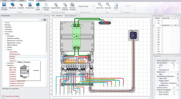 Schéma électrique d'un tableau de distribution réalisé avec un logiciel de conception de **logiciel tableau electrique**.